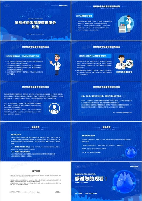 藍(lán)色簡約風(fēng)肺結(jié)核患者健康服務(wù)管理服務(wù)規(guī)范ppt模板下載 熊貓辦公